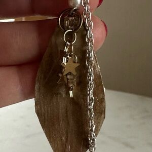 Silver and Gold Star Dangle Earrings